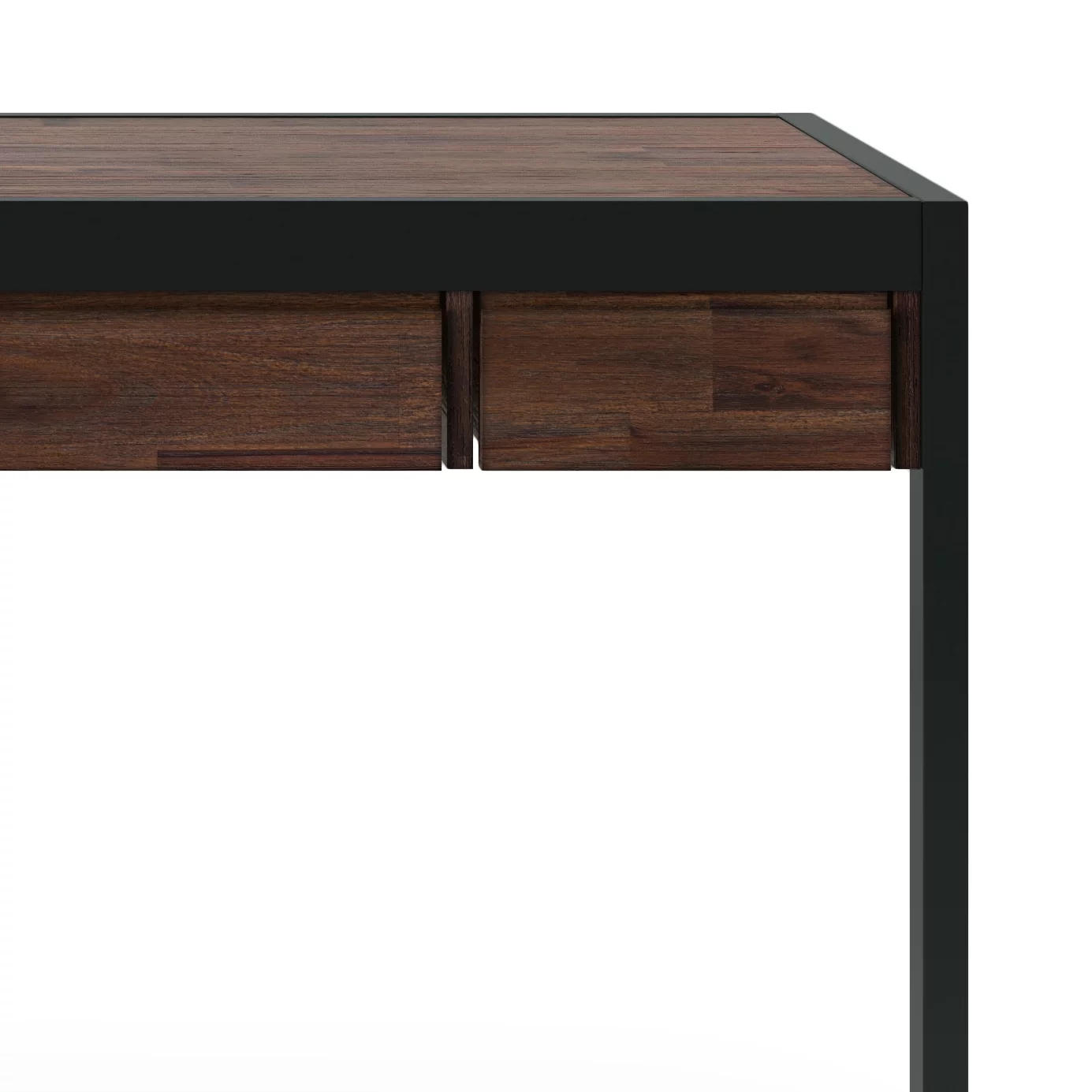 Simpli Home Erina Wood Small Desk in Distressed Charcoal Brown