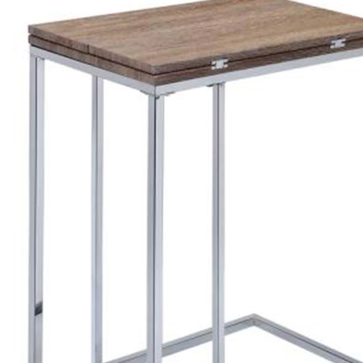 Vogue Side Table, Weathered Oak and Chrome- Saltoro Sherpi