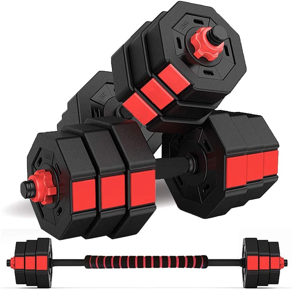 Weights Dumbbells Set of 2, 66LB Adjustable Dumbbell Barbell Weight Set with Connecting Rod, Free Weight Set for Home Gym, 3-in-1 Home Fitness Workout Weights for Men Women