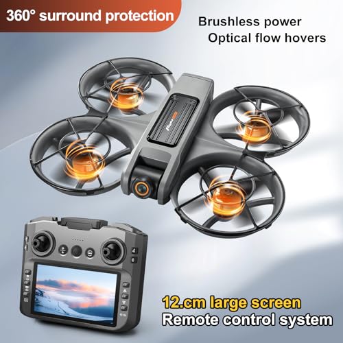 Drone with Camera for Adults, FPV HD Drones with LED Screen Controller with Brushless Motor Obstacle Avoidance Quadcopter S156 Mini Drones for Beginners, Stable Hover, One-Key Takeoff/Landing