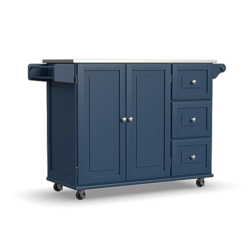 homestyles Mobile Kitchen Island Cart with Stainless Steel Top, Sage Green