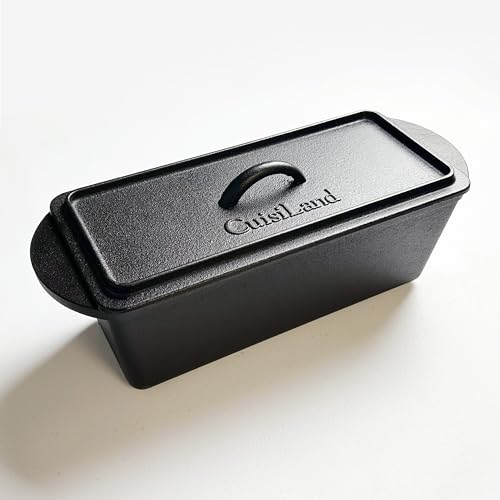 Cuisiland Rectangular Cast Iron Bread Loaf Pan, Heavy Duty 11x4.75x4,25