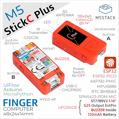 M5Stack Official M5StickC Plus ESP32-PICO Mini IoT Development Kit