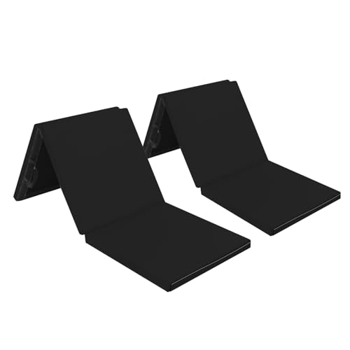 6' Folding Tri-fold Gymnastics Gym Exercise Aerobics Mat, 6ft x 2ft x 2in PU Leather Tumbling Mats with Hook & Loop Fastener for Stretching Yoga Cheerleading Martial Arts