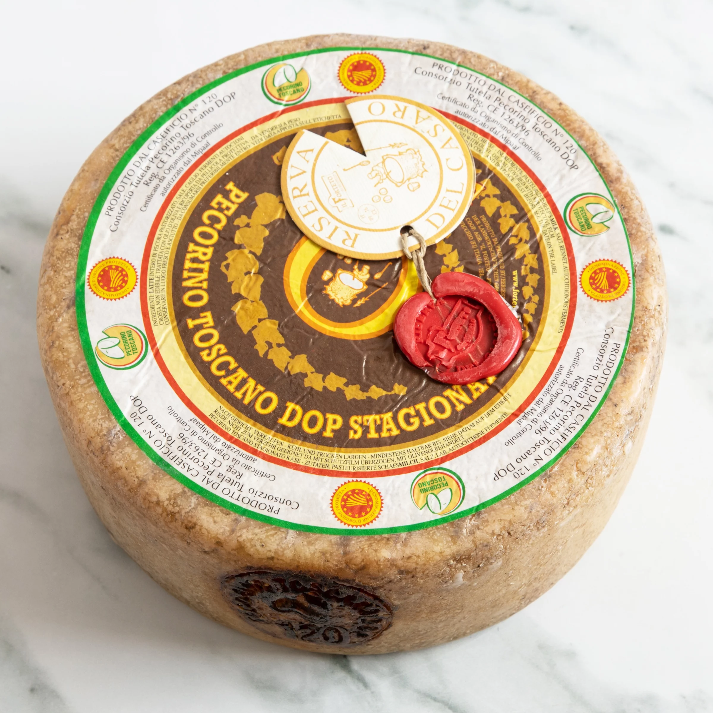 Pecorino Oro Antico Riserva Italian Cheese - Whole Wheel (4 pound) - with delicate force, imparting overtures of wild herbs and delicious lemongrass