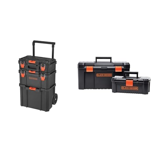 beyond by BLACK+DECKER BLACK+DECKER BDST60500APB Stackable Storage System - 3 Piece Set (Small, Deep Toolbox, and Rolling Tote)