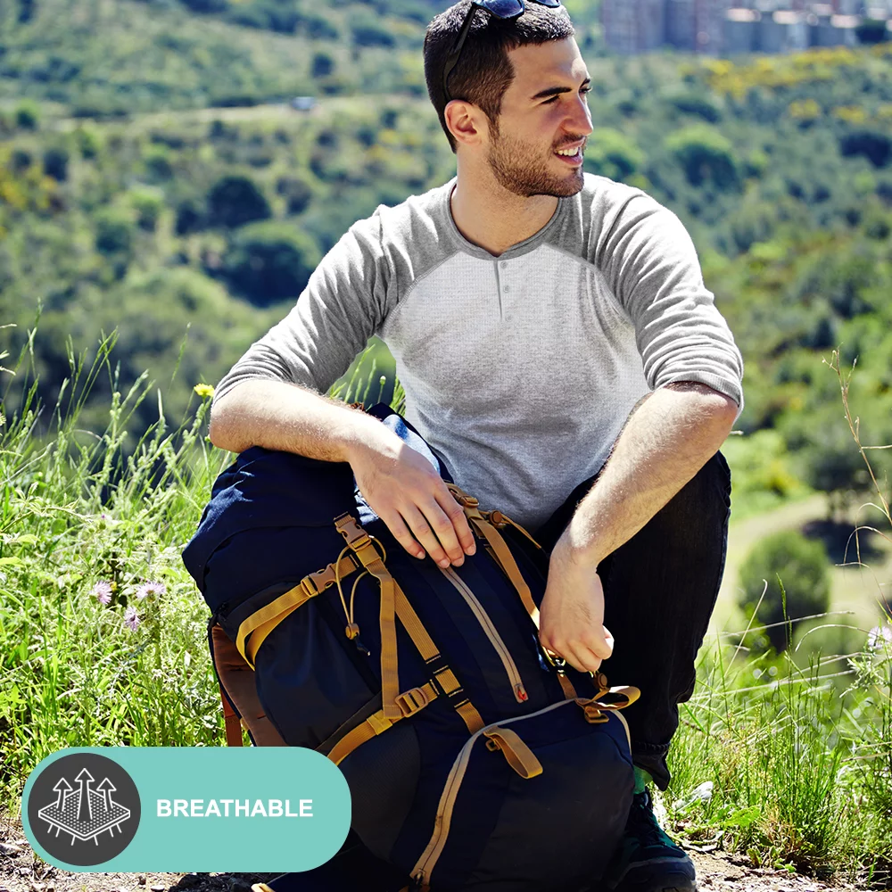 DARESAY 3-Pack Men's Thermal Crew Long Sleeve Henley Tops Base Layer Shirt-(Up to 3X)