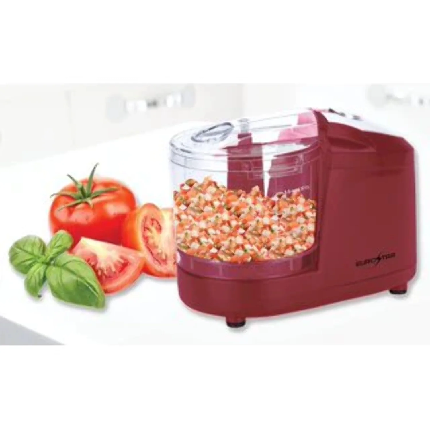 EUROSTAR 1.5 Cup One Touch Electric Mini Food Chopper (Red)