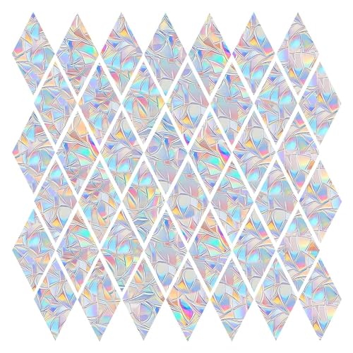 36PCS Snowflake Window Stickers Anti Collision Decals to Save Birds - Non Adhesive Prismatic Vinyl Rainbow Stickers