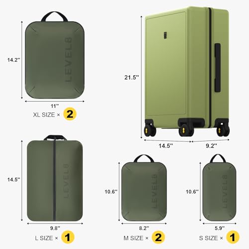 LEVEL8 Hard Shell Carry on Luggage Airline Approved, Carry-on Suitcases with Wheels, Lightweight Luminous Textured Hardside Travel Bag with Tsa Lock, 20 Inch, Black