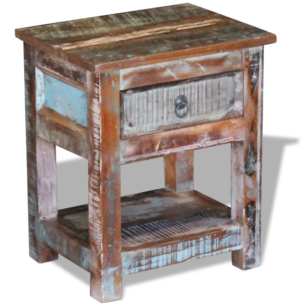 Tomshine Side Table with 1 Drawer Solid Reclaimed Wood 17