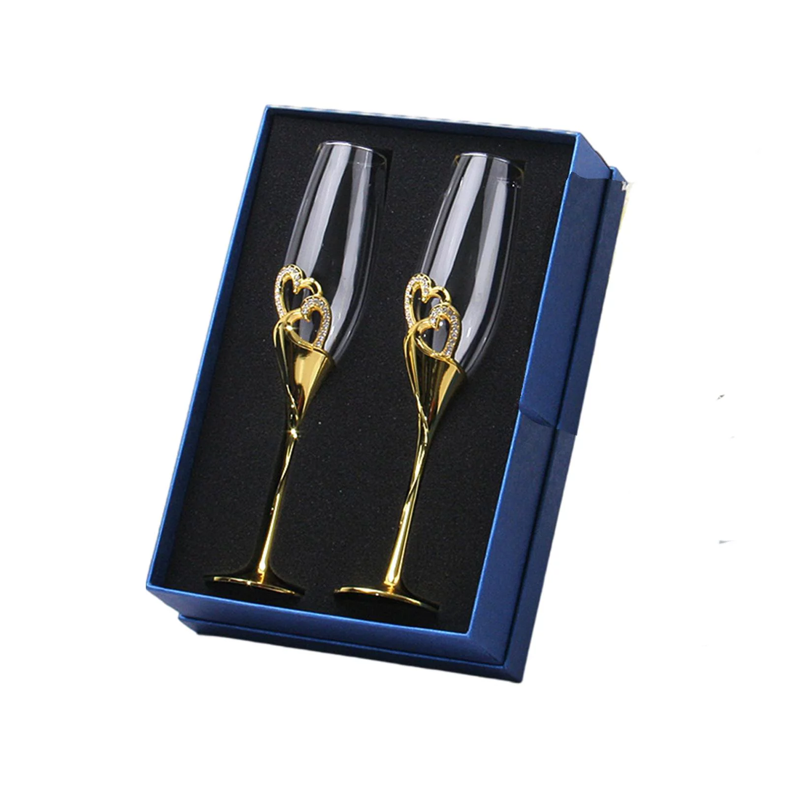 Champagne Flutes Glass Set of 2,Hand Blown Champagne Glasses Toasting Crystal Flutes Goblet,Champagne Glasses Wedding Cups -