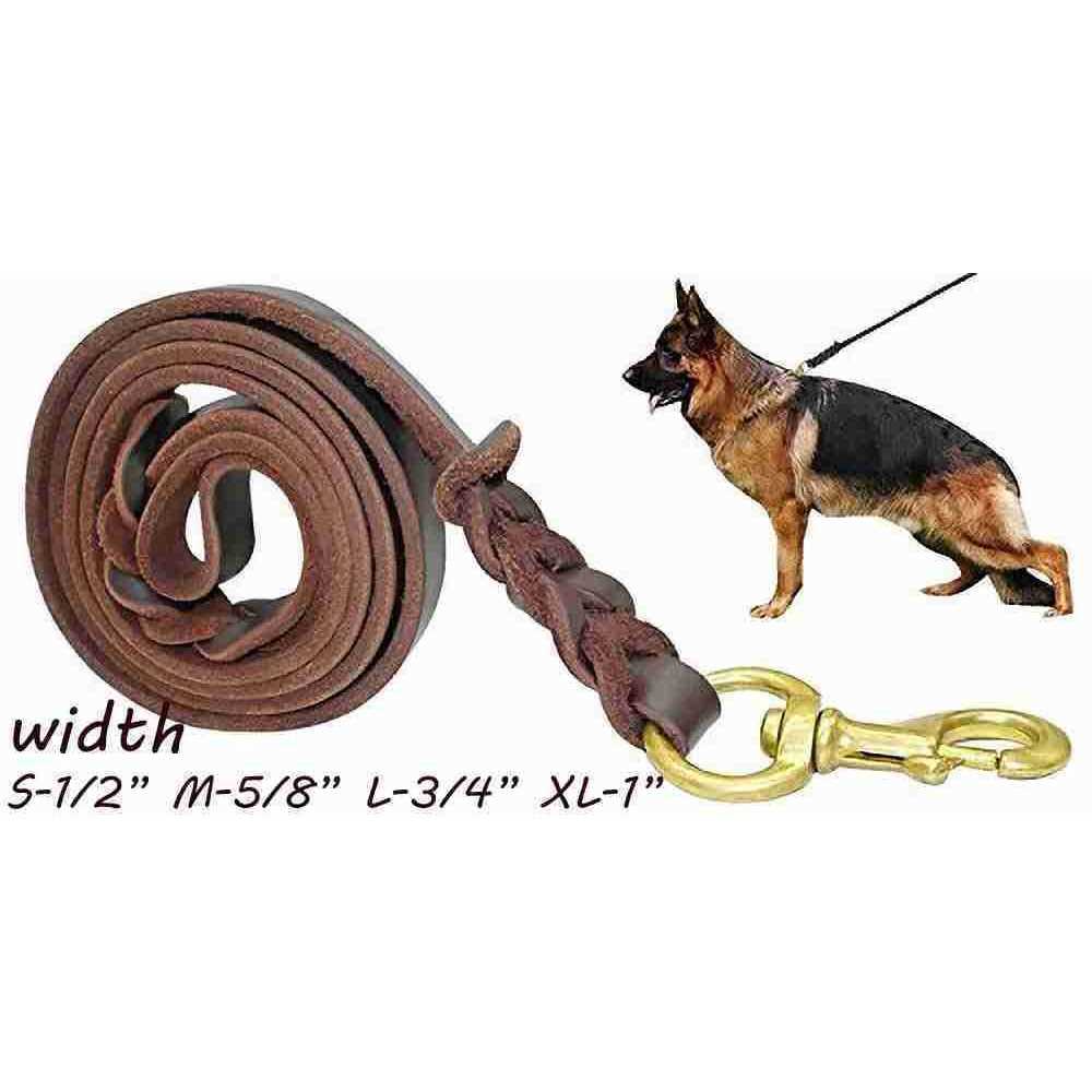 FAIRWIN Leather Dog Leash 6 Foot Braided Heavy Duty Training Leash for Large Medium Small Dogs - Pet Supplies online store