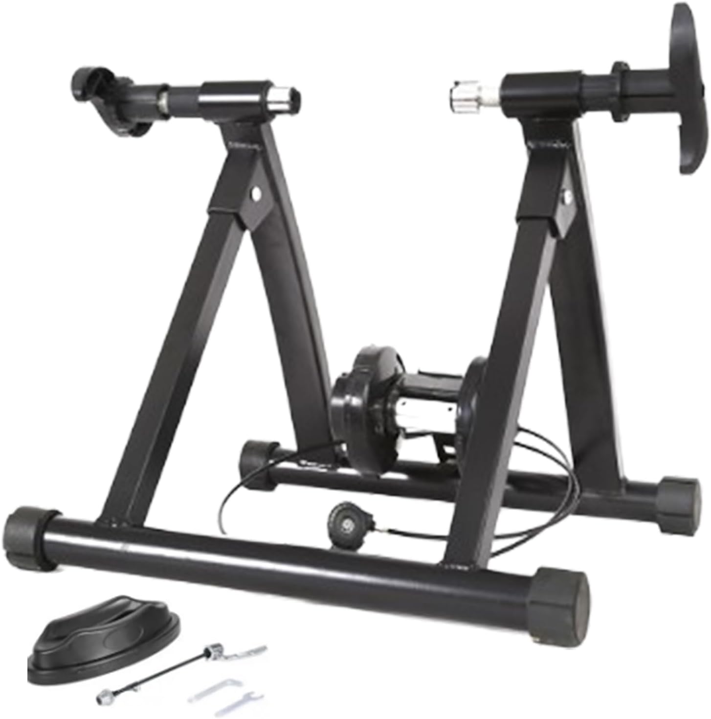 Bike Trainer Stand for Indoor Riding | Magnetic Flywheel Silent Stationary Bike Converter | Folding Portable Stand for All-Season Training Fitness, 1, Black