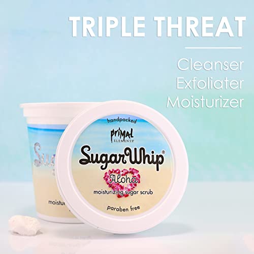 Primal Elements Sugar Scrub, Exfoliating Sugar Whip, Face and Body Cleanser, Moisturizer, Gingerbread, 10 oz Package