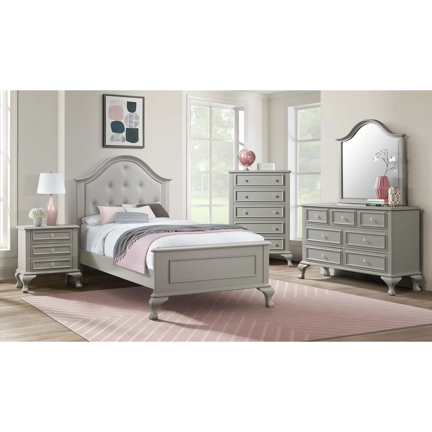 Jesse Full Panel 3PC Bedroom Set in Grey