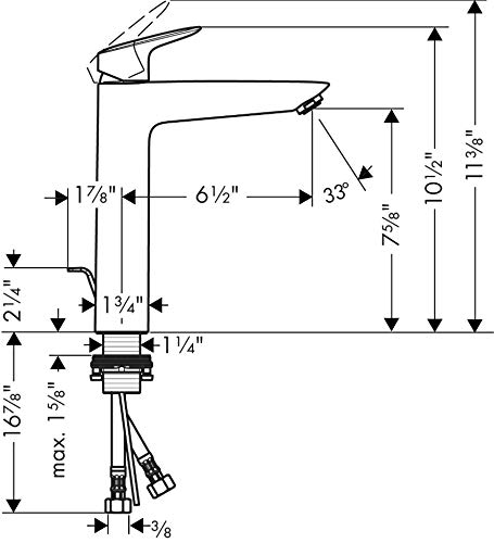 hansgrohe Logis Modern Low Flow Water Saving 1-Handle 1 10-inch Tall Bathroom Sink Faucet in Chrome, 71090001