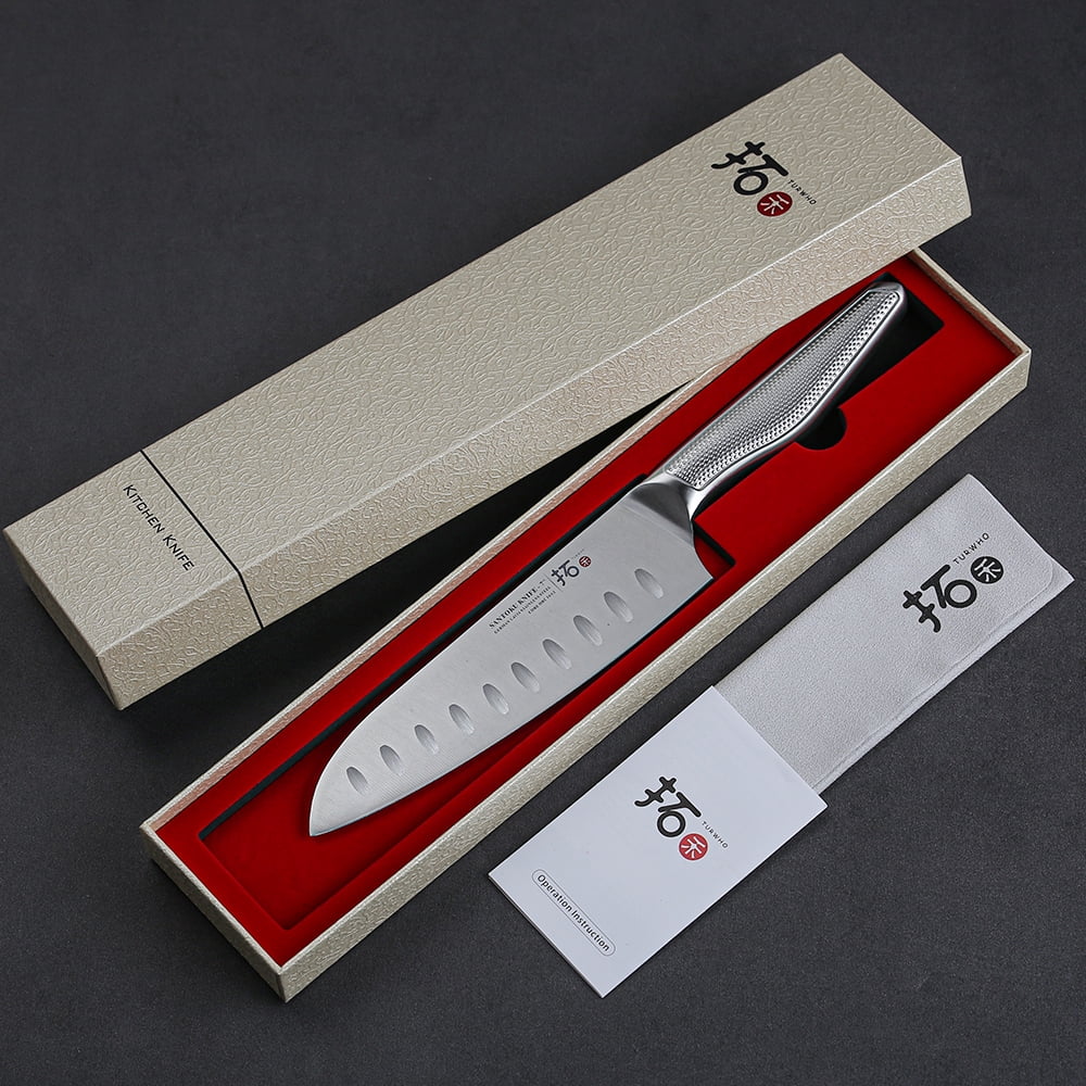 TURWHO 7inch Santoku Knife German 1.4116 Stainless Steel Knives Kitchen Knifen with Handle