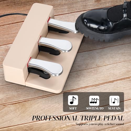 Ktaxon Weighted Digital Piano 88 Keys Home Electric Keyboard Desk & Vanity Desk Piano with Acoustic Piano Sound, 3-Pedal Unit, Headphone Bluetooth Connection (Natural)