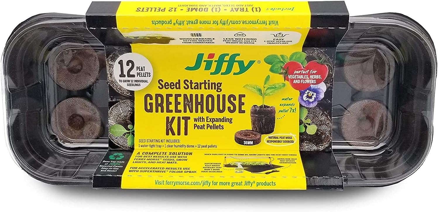 Jiffy Seed Starting Kit, 12 Cell 36mm Peat Pellets
