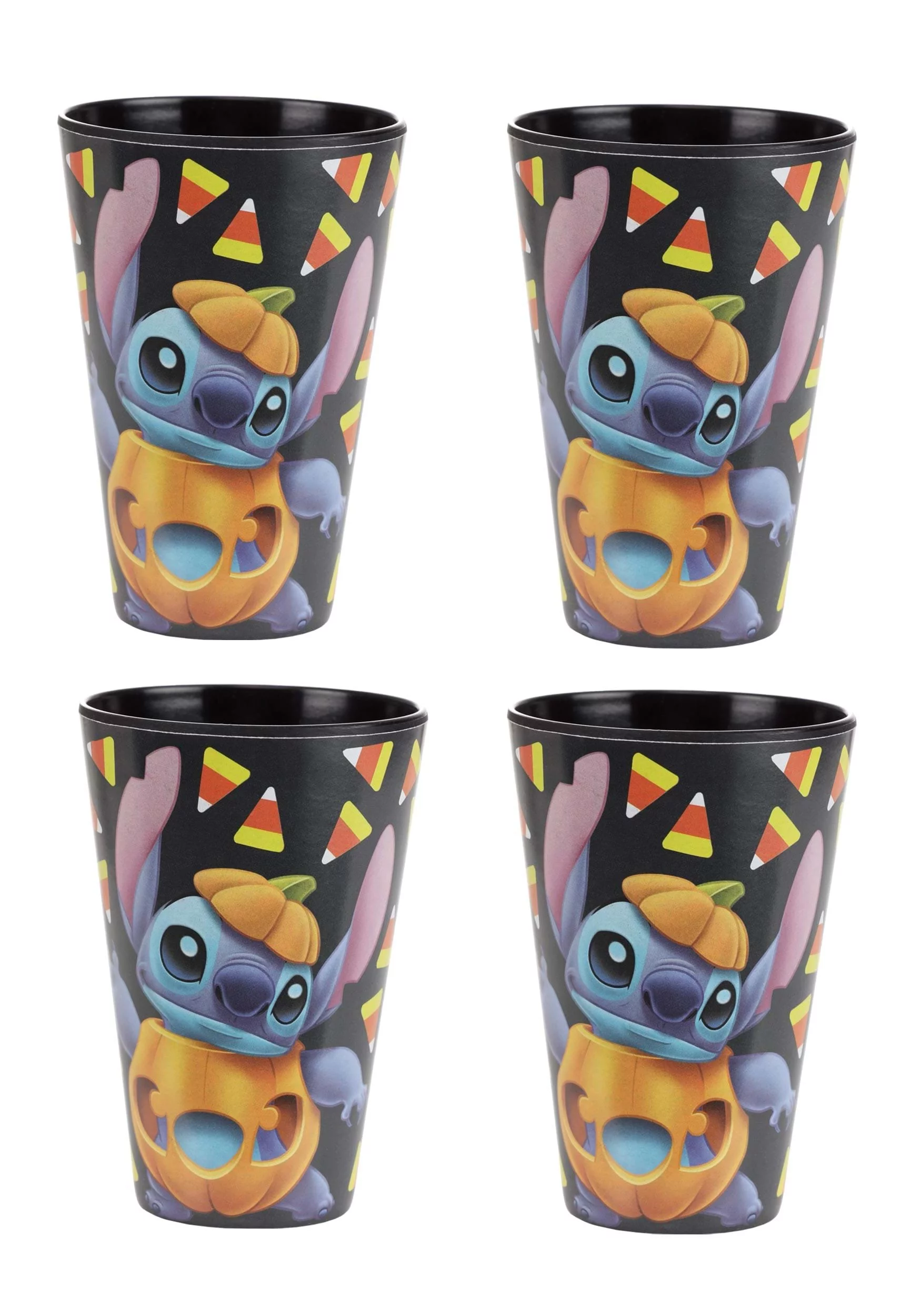 Disney Stitch Jack O'Lantern Black Tumblers Set of 4