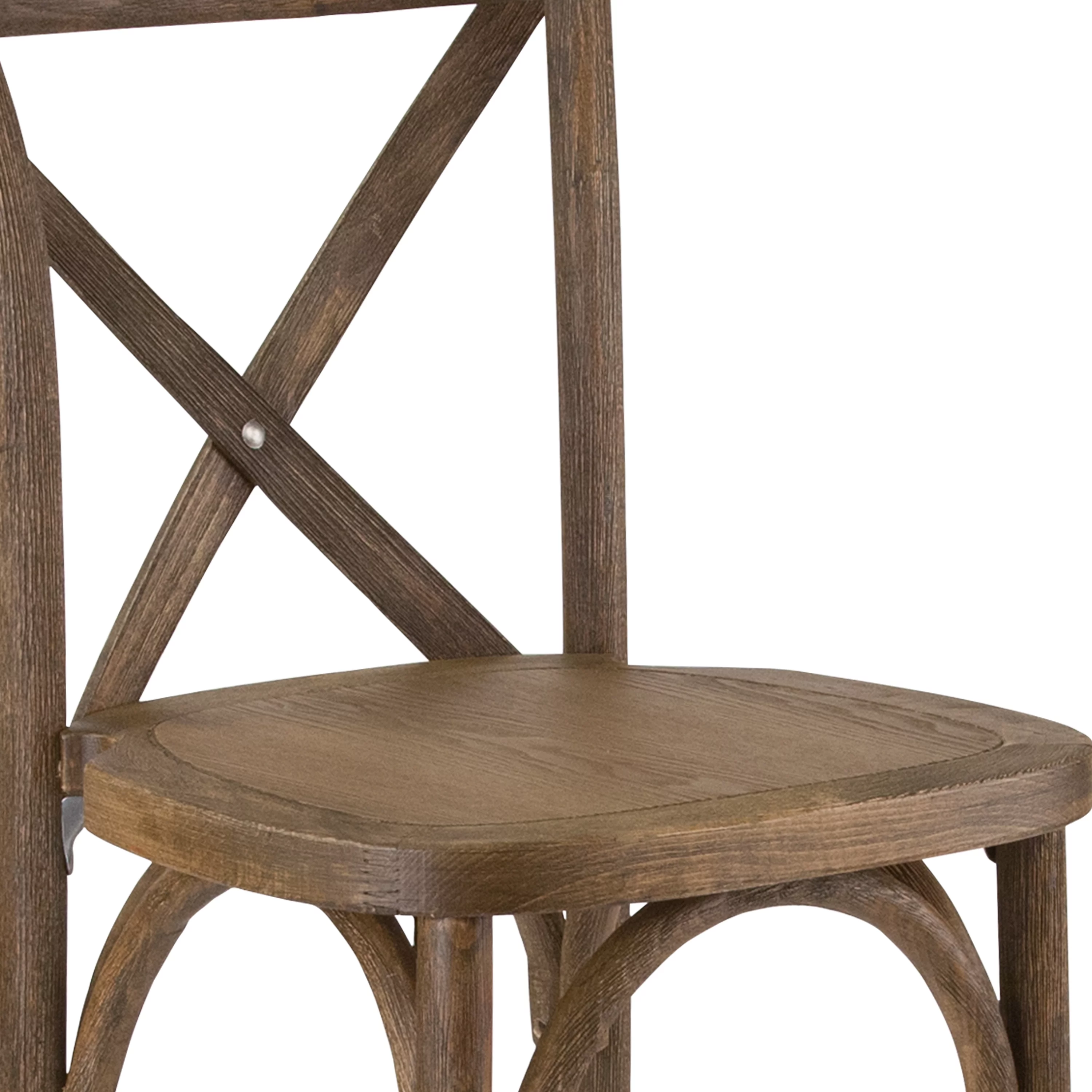 BizChair Dark Antique Wood Cross Back Barstool