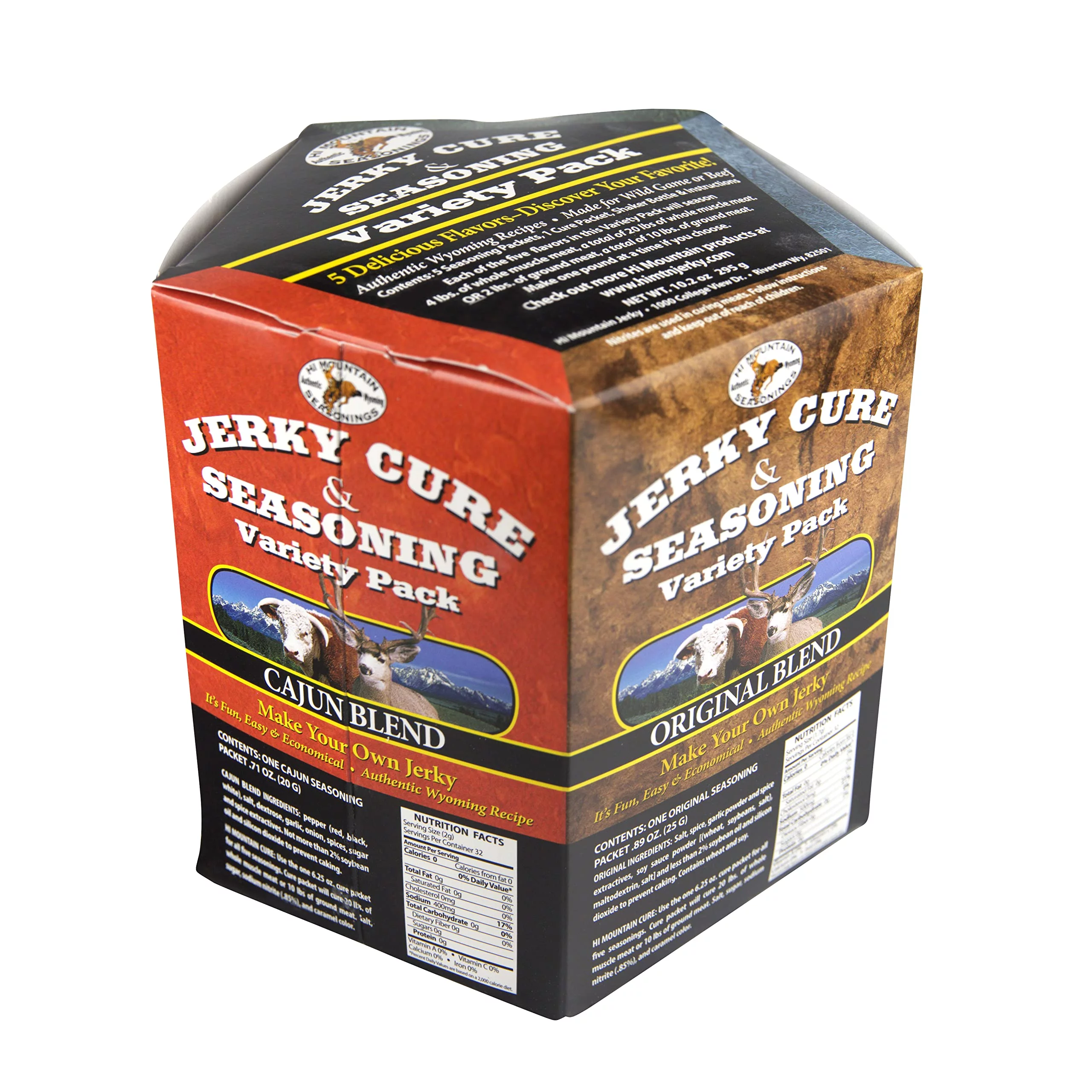 Hi Mountain Jerky Cure & Seasoning Kit - Variety Pack #1: Original, Mesquite, Hickory, Cracked Pepper N’ Garlic, And Cajun