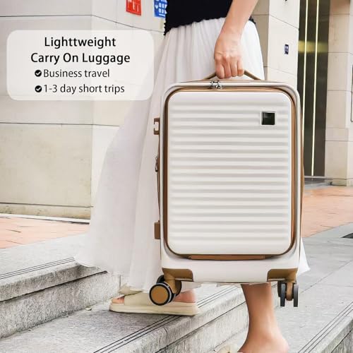 Expandable Carry On Luggage Durable Hardside Lightweight Rolling Suitcases with Spinner Wheels TSA Lock, (Black, 20-Inch)