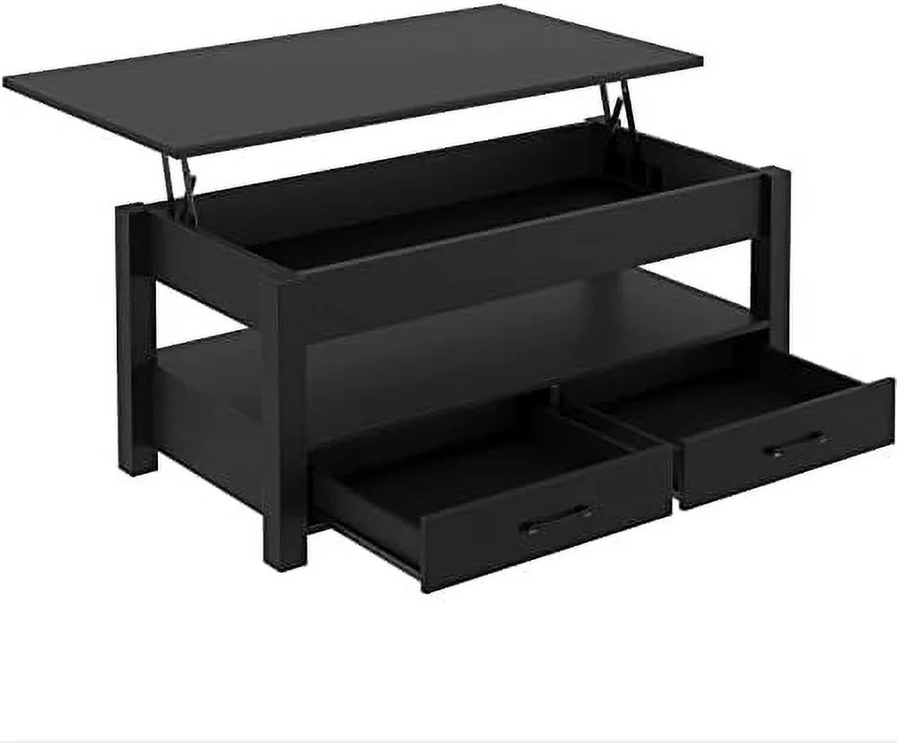 xrboomlife Lift Top Coffee Table with Drawers and Hidden Compartment  Retro Central Table with Wooden Lift Tabletop  for Living Room  Rustic Brown