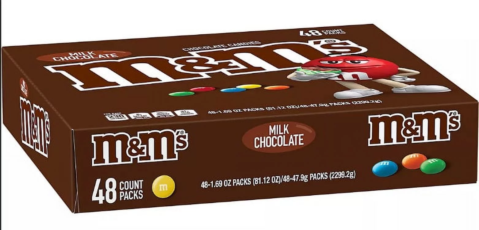M&M'S Milk Chocolate Candy, Full Size Bulk Candy, 48 ct./1.69 oz.