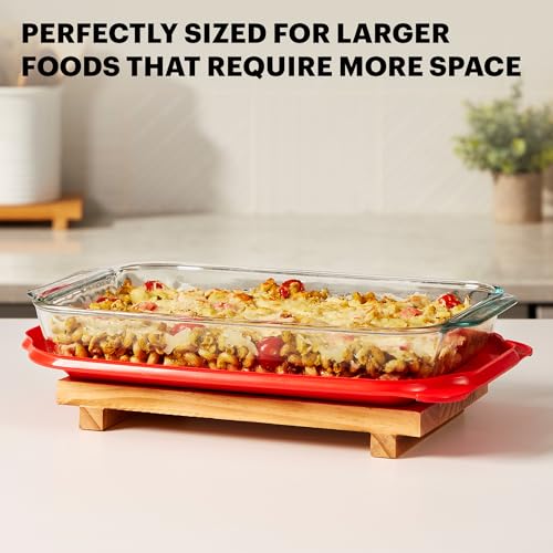 Pyrex Easy Grab 2-Qt Glass Baking Dish with Lid, Tempered Glass Baking Dish with Large Handles, Non-Toxic, BPA-Free Lid, Dishwashwer, Microwave, Freezer and Pre-Heated Oven Safe