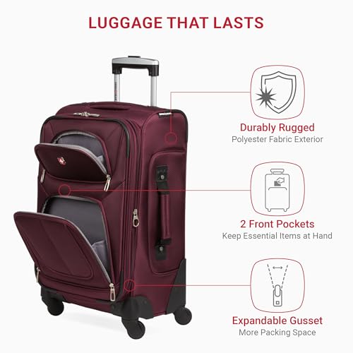 SwissGear Sion Softside Expandable Roller Luggage, Teal, 3 Piece Set (21/25/29)