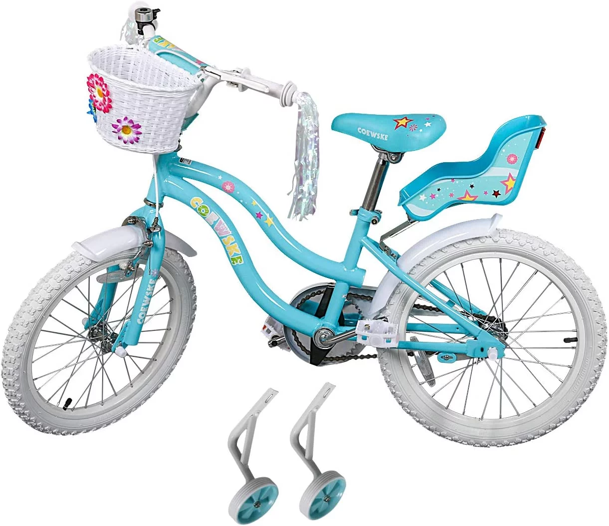 Coewske 14 inch Kids Bicycle Princess Style Children Boys Girls Bike with Training Wheels, Blue