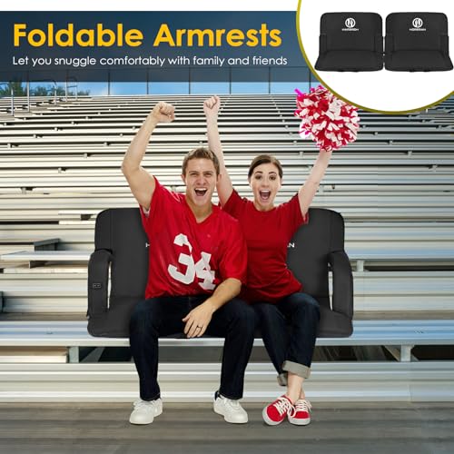 HOPERAN Heated Stadium Seats for Bleachers with Back Support, 3 Levels Heated Bleacher Seat with Backrest, Portable Heated Stadium Chairs with Back and Cushion for Outdoor Games Sports