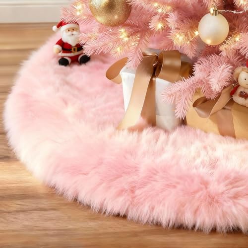 iMucci Christmas Tree Skirt 2025 Update 36 inch Wool Fur White Tree Skirt Small Snowy White Plush Velvet Tree Skirt Party Christmas Tree Decoration