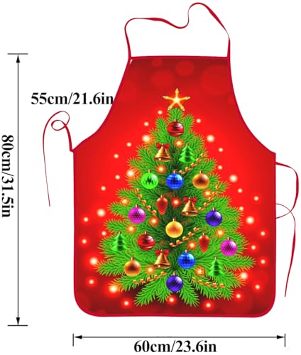 2Pcs Christmas Tree Snowman Aprons Waterdrop Resistant Kitchen Cooking Aprons for Women Men Chef Wedding Cool Bridal Engagement Christmas Gifts for Couple