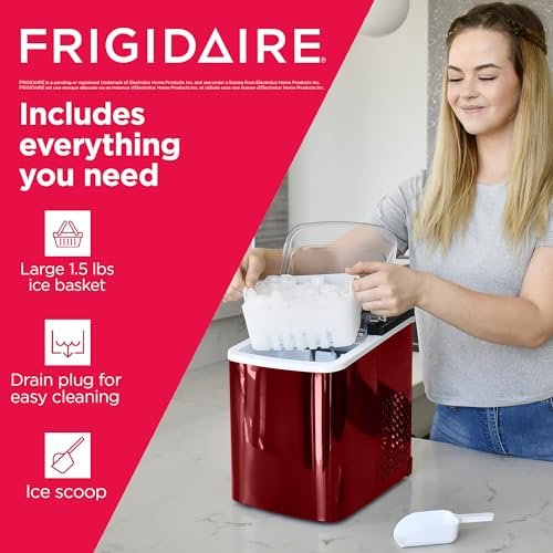 Frigidaire Countertop Ice Maker, Compact Machine, 26 lbs per day, Stainless