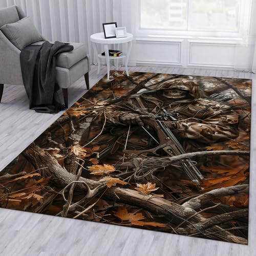 Deer Hunting Rug Deer Hunting Rugs Whitetail Deer Hunting Season Rug camo Bear Carpet Rustic Carpet Cabin Rug for Living Room Bedroom Home Decor 3x5 4x5 5x7 5x8 5,2x9 ft 288