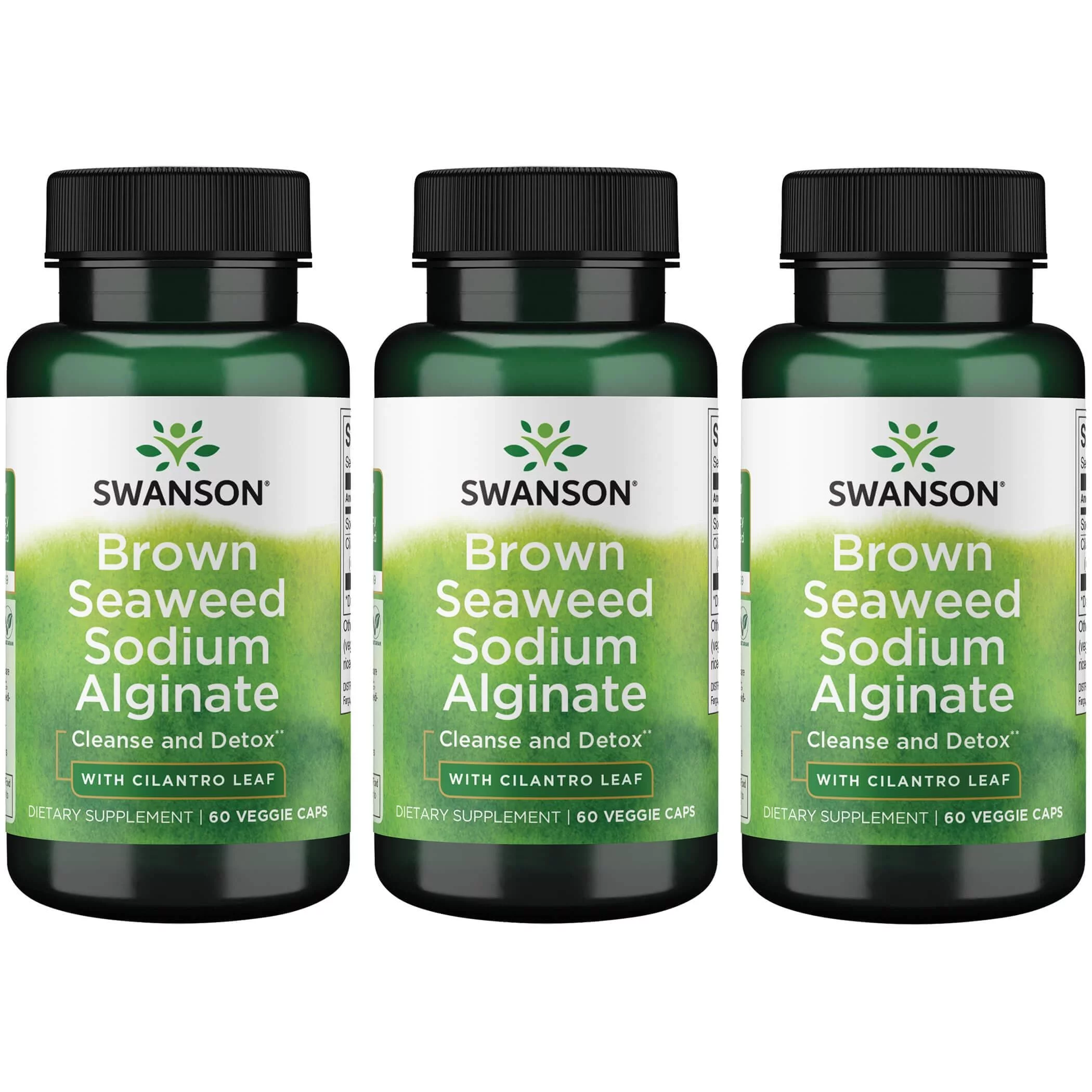 Swanson Brown Seaweed Sodium Alginate with Cilantro Leaf 60 Veg Caps 3 Pack