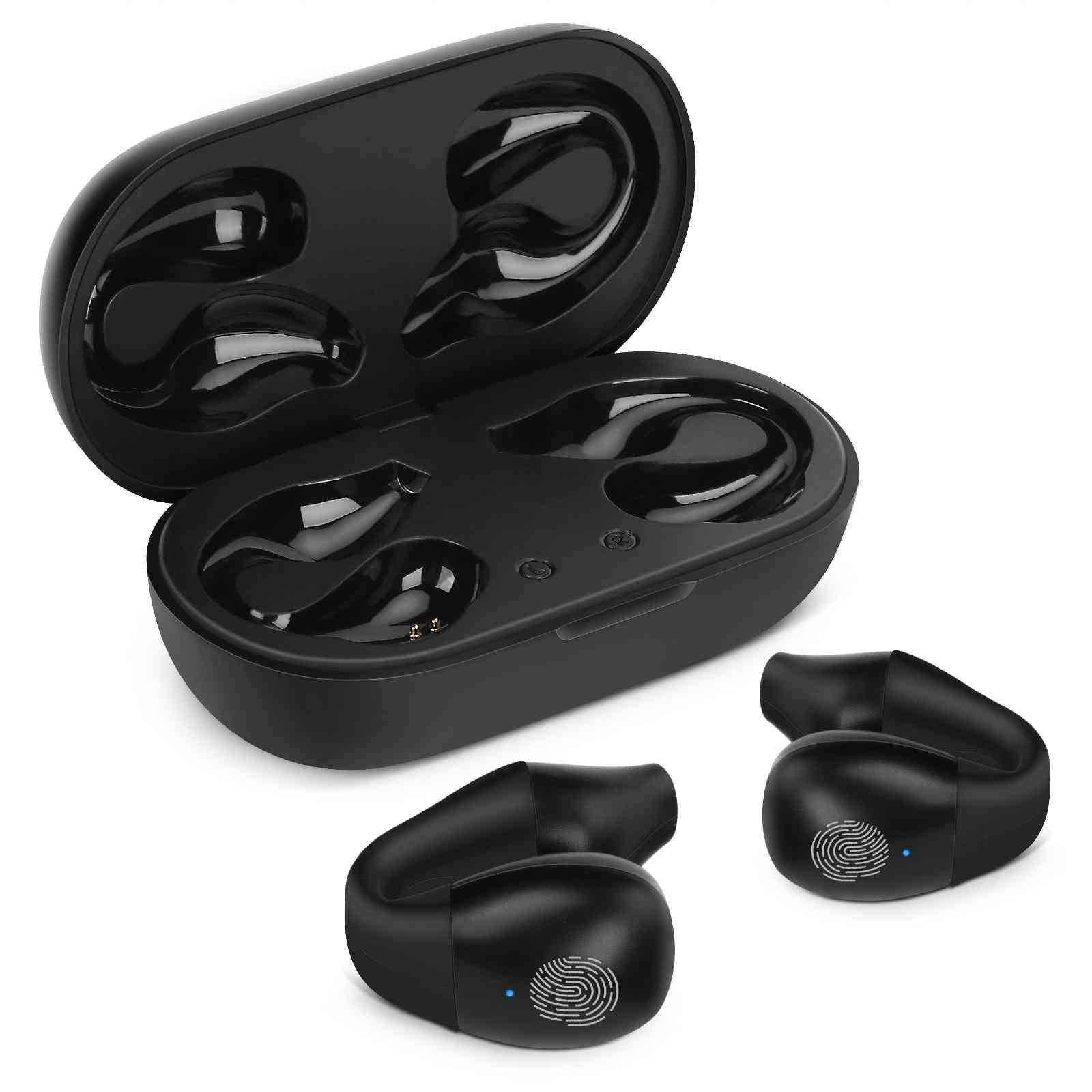 UrbanX QC3 True Wireless Earbuds Bluetooth Headphones Touch Control with Charging Case Stereo Earphones in-Ear Built-in Mic Headset Premium Deep Bass for BLU Neo X Plus - Black