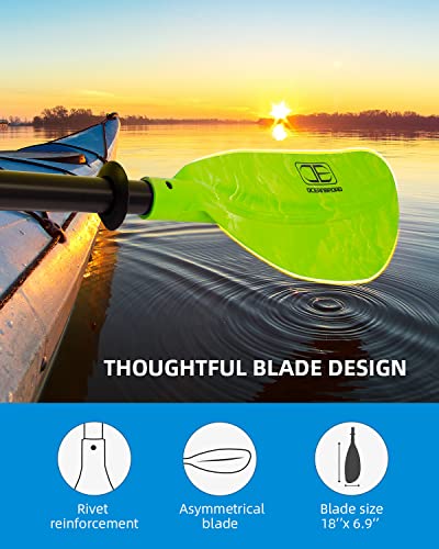 OCEANBROAD Adjustable Kayak Paddle 86in/220cm to 94in/240cm Kayaking Boating Canoeing Oar with Paddle Leash 1 Paddle