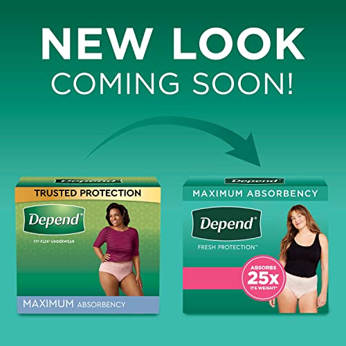 Depend FIT-FLEX Incontinence Underwear for Women, Disposable, Maximum Absorbency, Medium, Blush, 18 Count (Pack of 1)