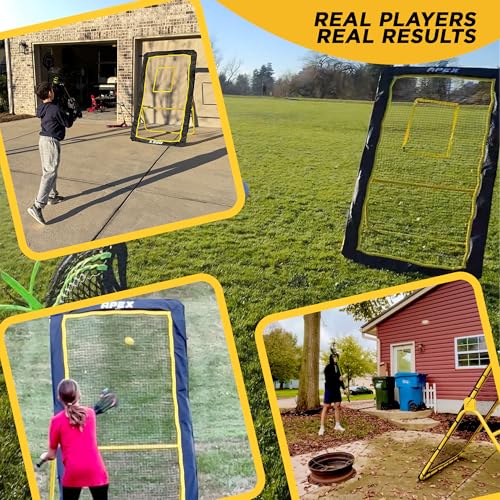 Professional Lacrosse Rebounder Volleyball Rebounder (4x7 Feet) - Adjustable 5 Angles, Soccer and Baseball Rebounder Practice Net with Precision Target Strip, Sturdy Frame