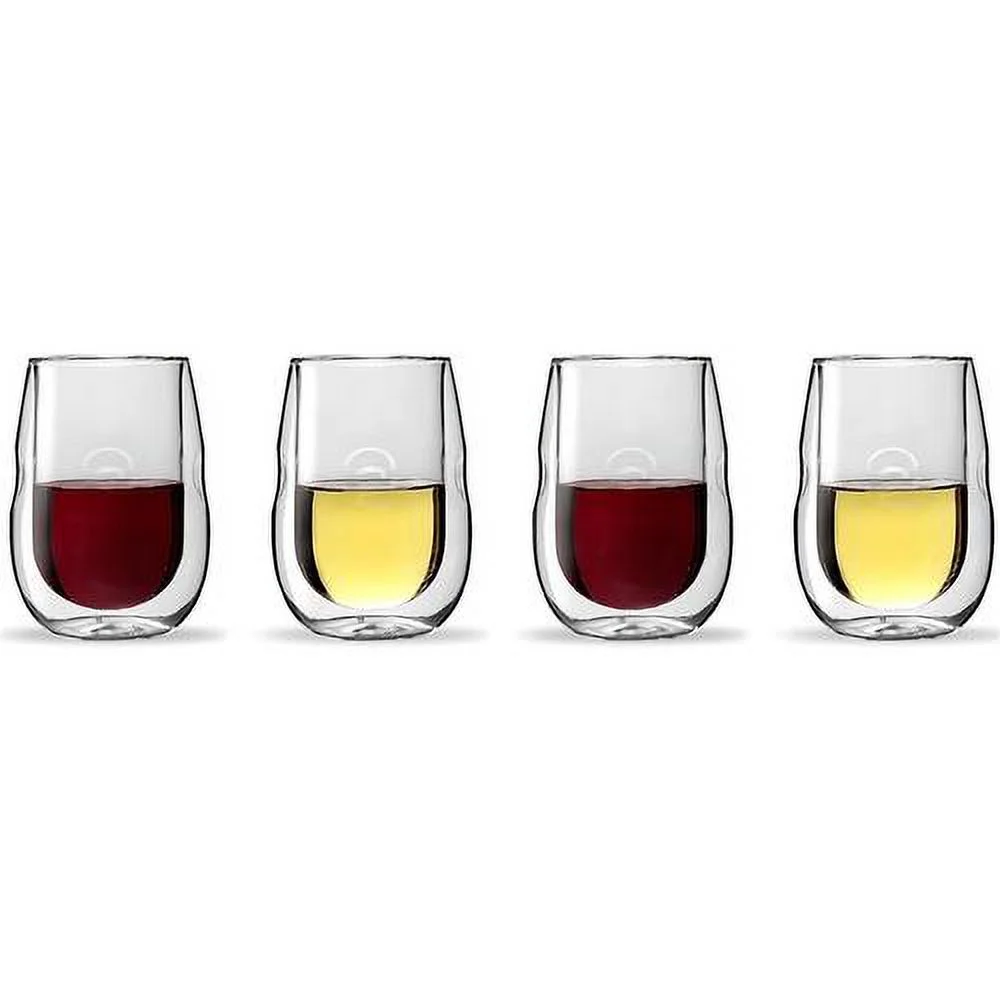 Moderna Artisan Series Double Wall Insulated Wine Glasses - Set Of 4 Wine And Beverage Glasses