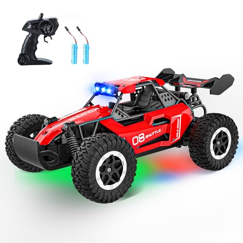 Remote Control Car for Kids 3 4 5 6 7+, 20 KM/H High-Speed RC Cars with LED Lights, 2.4GHz 2WD Monster Truck Toys, Rechargeable RC Car, Toy Cars for Girls Boys, Christmas & Birthday Gifts – Red