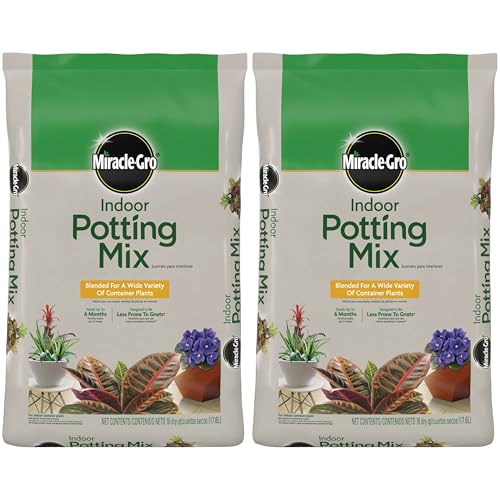 Miracle-Gro Indoor Potting Mix, Blended for a Variety of Houseplants, Feeds for up to 6 Months, 16 qt., 2-Pack