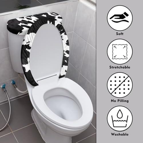 Christmas Bow Bell Toilet Tank Lid Cover and Toilet Seat Lid Cover 2 Pcs Set Toilets Covers with Elastic Cloth Fits Most Toilets Tanks & Lids