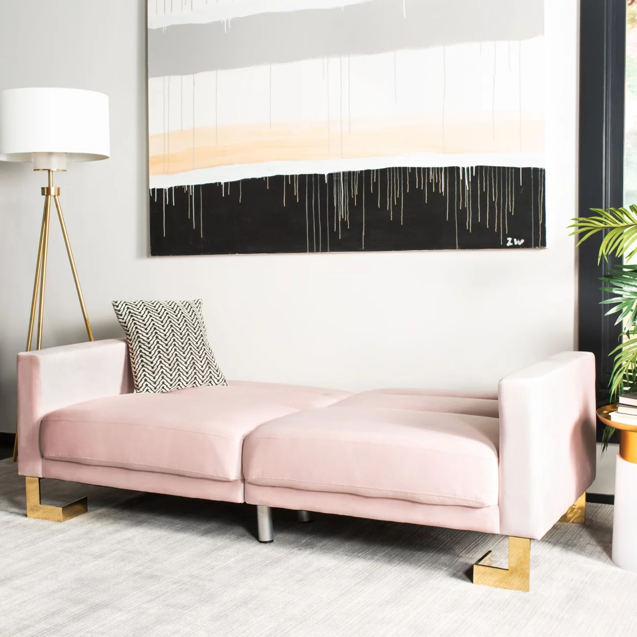 SAFAVIEH Tribeca Foldable Sofa Bed Blush / Brass