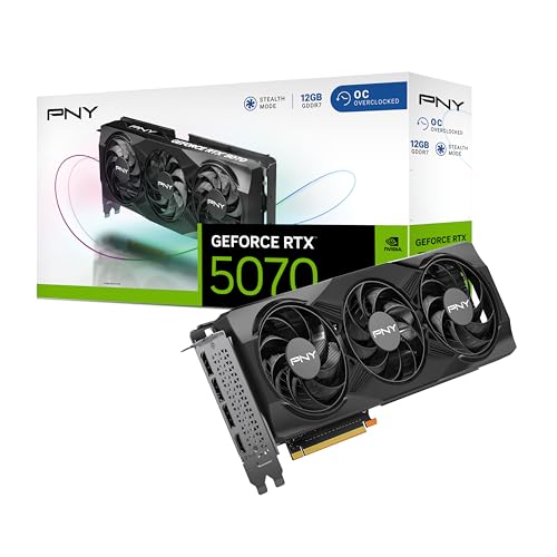 PNY NVIDIA GeForce RTX™ 5070 12GB ARGB Overclocked Triple Fan Graphics Card (DLSS 4, PCIe® 5.0, HDMI®/DP 2.1, 2.4-Slot, Epic-X™ RGB Lighting)