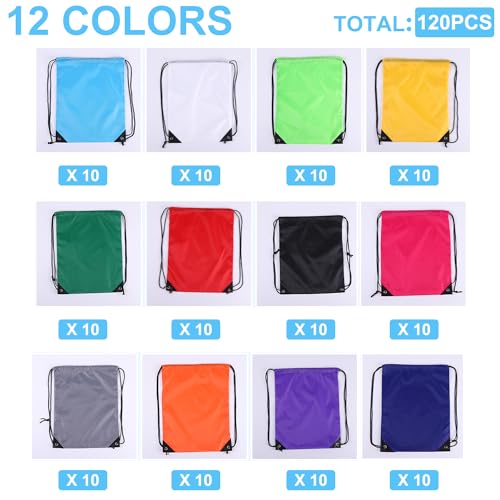 120PCS Drawstring Backpack,Drawstring Bags,Sport Bag Bulk Gym Cinch Bag Sack for Women Men Outdoor Sports,12 Colors (120PCS)